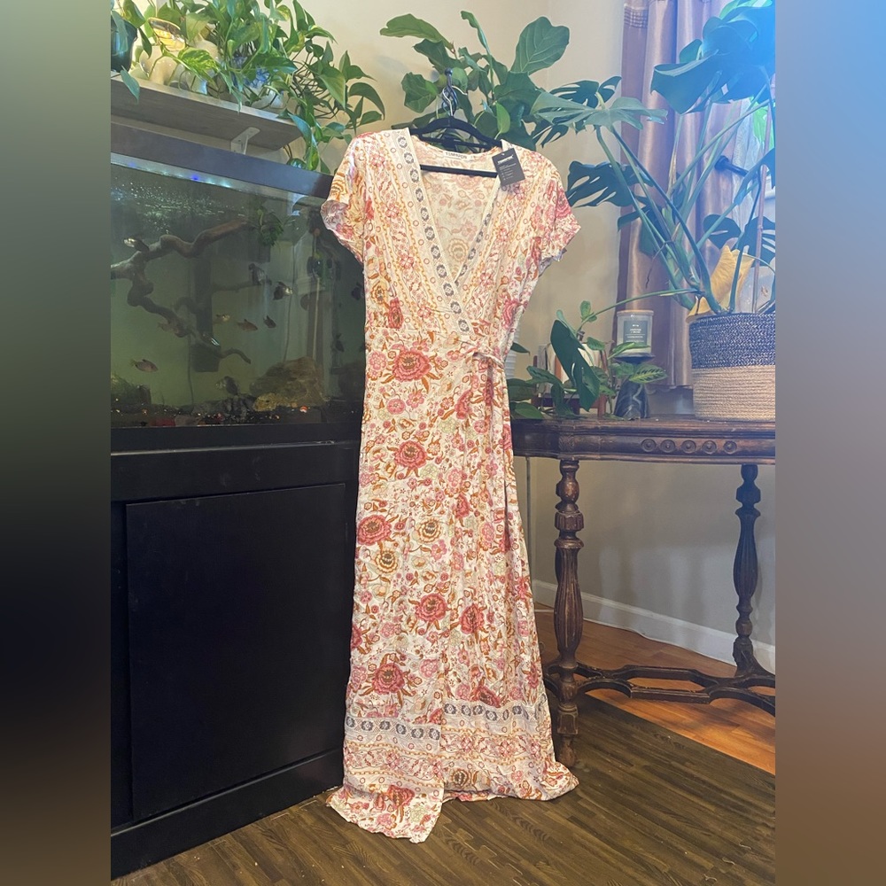 NWT Boho Beige & Rose Dress